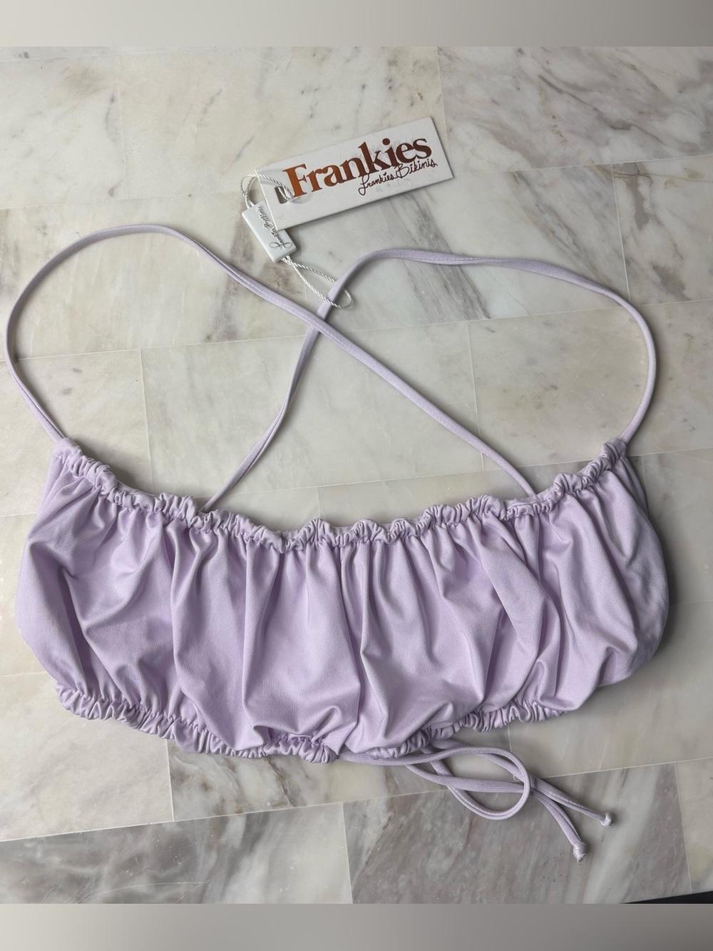 Frankie's Bikinis Lilac Ruched Bandeau Bikini Top